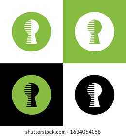 Key hole logo template, spying door symbol, lock vector icon