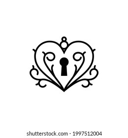key hole with love heart symbol design vector illustration