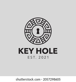 Key Hole With Old Artifact Ornament Logo Design Illustration