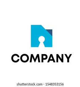key hole paper logo vector design template sign
