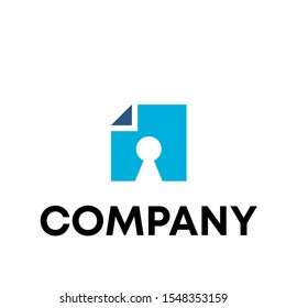 key hole paper logo vector design template sign