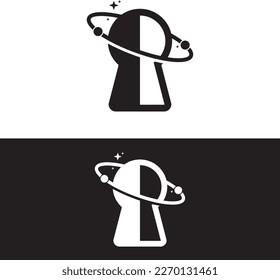 Key Hole Planet Design Logo Vector