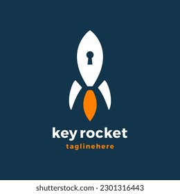 Key hole with rocket combination Logo design vector illustration