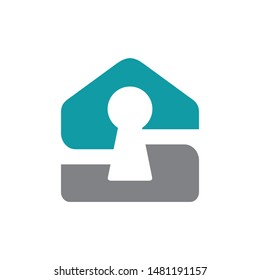key hole S logo initial letter design template vector illustration