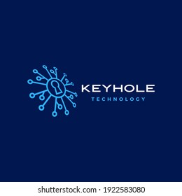 key hole security technology digital perspective logo vector icon illustration