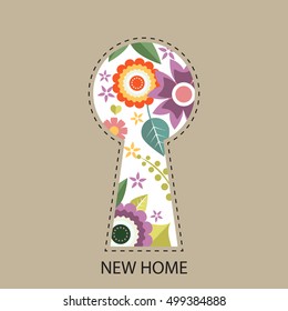 Key hole symbol for new home - vector illustration