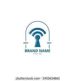 Plantilla de vector de logotipo de conexión de red Wi-Fi de Agujero clave adecuada para empresa de Internet de tecnología empresarial