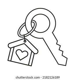 Key, home concept line icon. Simple element illustration. Key, home concept outline symbol design from family set. Can be used for web and mobile on white background