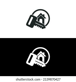 Key of home icon with circle isolated on white background