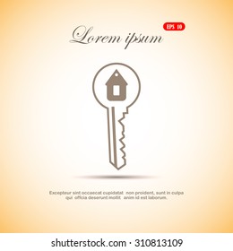 Key and home icon. Simple flat style vector illustration