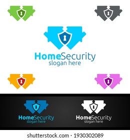 Key Home Security Logo für Netzwerk, Internet, Überwachung und Alarm