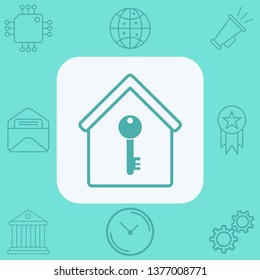 Key and home vector icon sign symbol