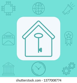 Key and home vector icon sign symbol