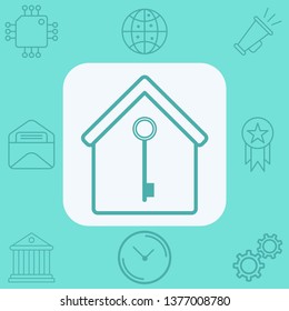 Key and home vector icon sign symbol
