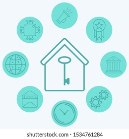Key and home vector icon sign symbol