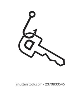key and hook icon. concept illustration of phishing crimes by taking passwords and usernames