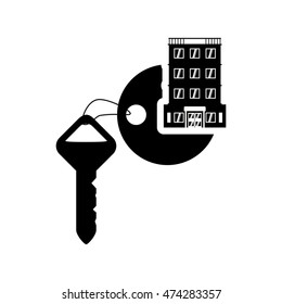 key hotel building windows service silhouette icon. Flat and Isolated design. Vector illustration