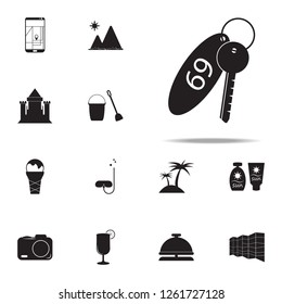 the key to the hotel room icon. summer pleasure icons universal set for web and mobile