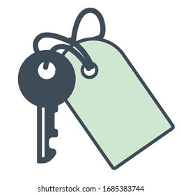 Key hotel room isolated icon, opener and trinket with number vector. Apartment or flat access device, real estate. Dwelling opening tool, night stay while traveling, motel and accommodations