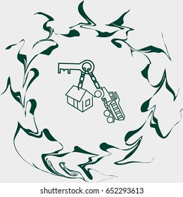 key house, car icon