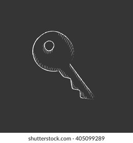 Key for house. Drawn in chalk icon.