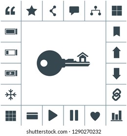 Key with house flat design illustration. Simple vector icon.