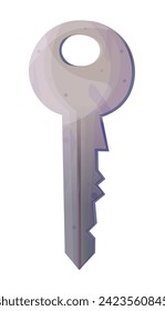 Key from house in grey color isolated on white background. Vector cartoon illustration
