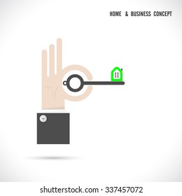 Key and house icon abstract logo vector design with business concept.Corporate business creative logotype symbol. Vector illustration