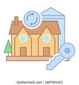 Key house icon. Simple line, outline vector elements of color real estate market icons for ui and ux, website or mobile application