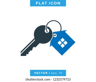 Key and House Icon Vector Logo Design Template.