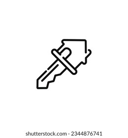 Icono de línea de la casa de claves aislado en fondo blanco