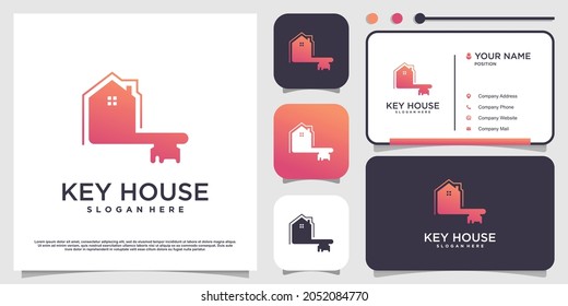 Key house logo design with modern concept Premium Vector