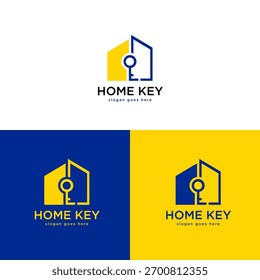 logotipo da casa chave com conceito linear. bom para imóveis, hipoteca, habitação, negócios de propriedade ou qualquer ideia desejada.