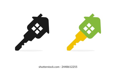 Logo de Key House. Logotipo clave. Icono de Vector de logotipo de casa llave en mano