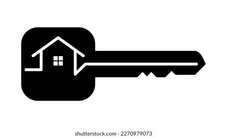 Key With House Monoline Logo Design. Trendy Flat Style Key Icon for Home Security, Real Estate, App, UI, Web . Vector Illustration