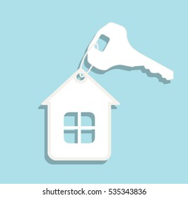 Key and House on background.  House key icon.