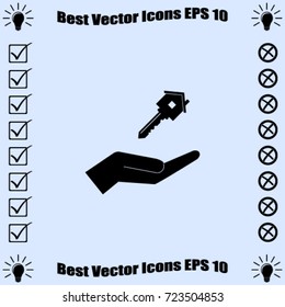 key from house on the hand vector illustration