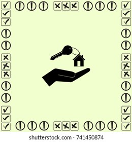 key from house on the palm vector illustration