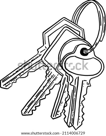 Key House Real estate agent Business Hand drawn line art illustration