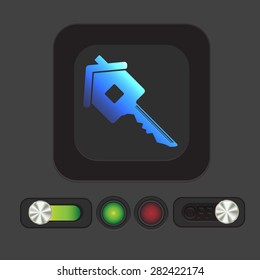 key in the house. real estate icon. home sign