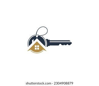 Key House Real Estate Logo Design Icon Symbol Elegant Vector Template.