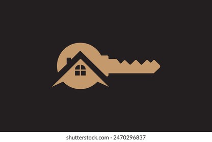 Key House Real Estate Logo Design Icon Symbol Elegant Vector Template. Pro Vector