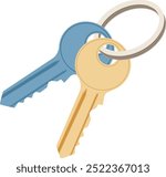 Key House with Key Ring Illustration Isolated on White Background