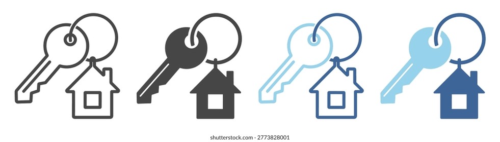 Key and House Security Lock Icon on Transparent Background