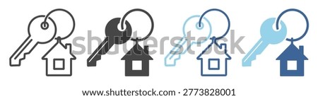 Key and House Security Lock Icon on Transparent Background