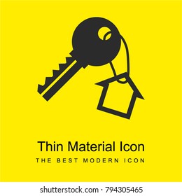 Key with a house shape hanging bright yellow material minimal icon or logo design