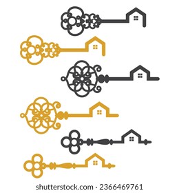 Key with house shape - vector, illustration.