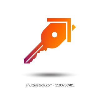 Key from the house sign icon. Unlock tool symbol. Blurred gradient design element. Vivid graphic flat icon. Vector