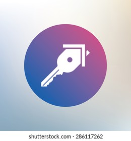 Key from the house sign icon. Unlock tool symbol. Icon on blurred background. Vector