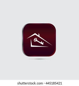 Key for house sketch icon for web and mobile. The concept of the house turnkey. Minimal. House under protection concept.
